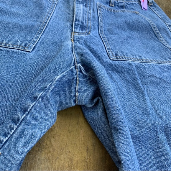 Vintage 80s Blue 100% Cotton Denim High Waisted Straight Leg Cropped Capri Pants - Picture 5 of 16